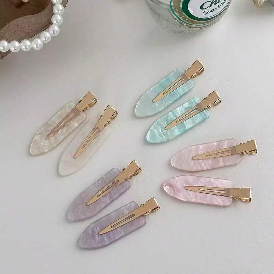 方形髮夾,無痕設計,適合造型瀏海與撫平亂髮,簡單牢固,不傷髮質,日常造型必備 - 藍色+白色 - 查看 1