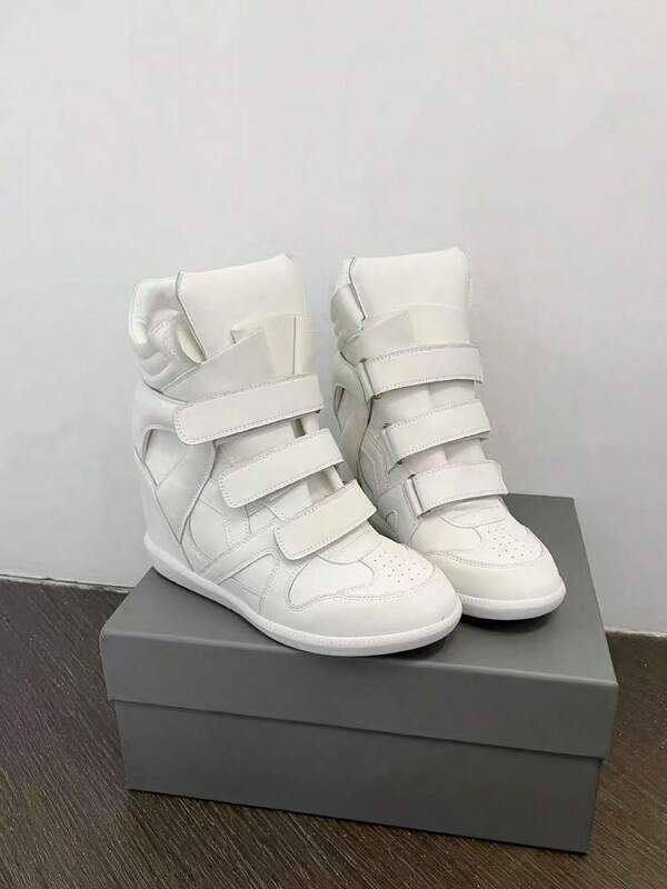 Sepatu Kasual Putih Niche Retro Sol Tebal dengan Perekat Tersembunyi untuk Menambah Tinggi, Model Hip Hop High-Top untuk Wanita, Sangat Keren dan Serbaguna, Gaya Jalanan Eropa & Amerika, Sepatu Bot Ankle Sol Tebal untuk Wanita, Sepatu Olahraga Kasual Colorblock