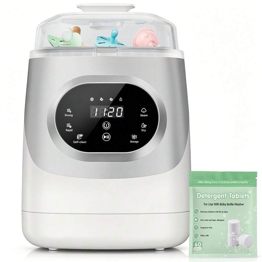 4-In-1 Baby Bottle Washer,Baby Bottle Sterilizer And Dryer, Electric Steam Sterilization,Large Capacity For 6 Glass & Plastic Bottles, Baby Need