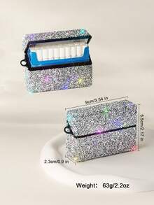 BLBLBL 1 pieza Estuche de lujo multicolor brillante para pod de cigarrillo electrónico, soporte portátil con llavero para TEREA, adecuado para uso diario, organizado ordenadamente con cobertura de 720° de strass, talla grande brillante bajo la luz - Multicolor - Ver 4