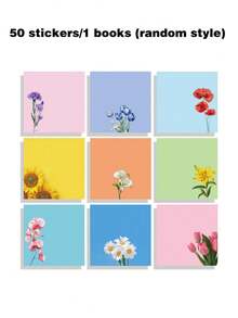 Cute Sticky Note Set, 3 Inch X 3 Inch (Approx. 7.6 Cm X 7.6 Cm) Floral Self-Adhesive Memo Pads, Fun Note Set, Floral Stationery, Kawaii Sticky Notes, Gift For Flower Lovers, Office Desk Decor Accessories, School Supplies - Floral Style - View 11