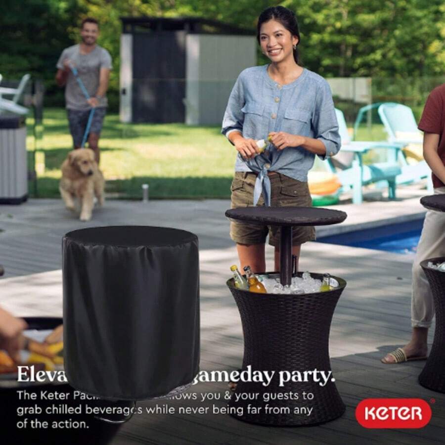 1pc Round Table Cover Waterproof Dustproof Outdoor Garden Furniture Cover For Round Dining Table - Multicolor - View 1