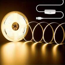 Dimmable COB LED Strip Light - 8mm Ultra-Thin Flexible Rubber Strip, 501 Button Switch, Warm White/Neutral White, 5 USB Ports, Suitable For TV Backlight, Bedroom, Kitchen Cabinet, Wardrobe High Brightness LED Lighting, Modern Lighting, High Quality LED Light - Multicolor - View 8