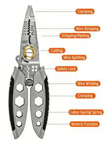 7 Inch Premium 16-In-1 Multi-Functional Universal Wire Stripper, Integrated Wire Cutter Cable Stripping Tool With Adjustable Tightening Screw Handle, Electric Repair Hand Tool - A - View 10