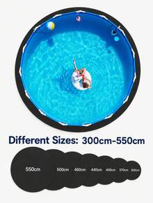 1pc/Set [Round Pool Mat], Multiple Sizes: 300cm-550cm, Suitable For Above Ground Pools, Pool Bottom Mat, Thickened Black Protective Liner, Prevents Punctures - Multiple Styles - View 2