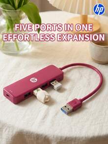 HP 4合1 擴充塢 DHC-CT100D，USB-A 2.0，玫瑰紅，1轉4，USB2.0*4，Type-C*1，高效文件傳輸，便攜式多功能擴充塢 - 查看 8