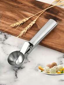 1/2pcs Stainless Steel Ice Cream Scoop With Pressure Handle, Heavy Duty Metal Lever Ice Cream Scoop, Dishwasher - Multicolor - View 8
