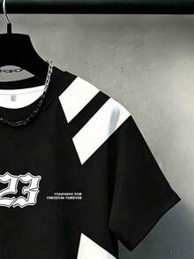 Men's Cyberpunk T-Shirt With "23"/Korean Digital Design - Breathable Round Neck, Regular Pattern, Suitable For Daily Use - Multicolor - View 3