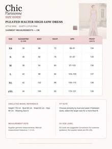 Dusty Pink:Dusty Pink Pleated Ruffle Halter Long Party Gown - 藕色 - 查看 5