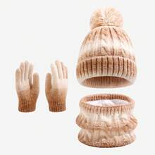 1 Set Tie-Dye Knit Warm Hat Set With Ear Protection, Suitable For 2-8 Years Old Girls - Multicolor - View 9