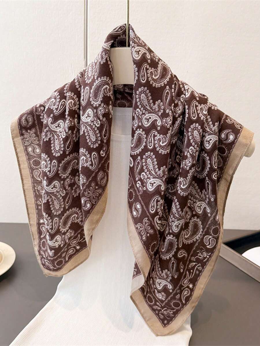 極簡印花 70cm 正方形絲巾 春季新品 百搭女款腰帶 包包配件 緞帶 頭巾 髮飾 時尚圍巾 - 彩色 - 查看 1
