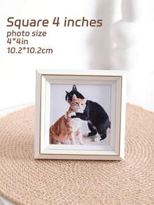 1pc White Slim Frame With Delicate Gold Inner Trim, Composite Dual-Use Wall-Mounted Tabletop Photo Frame, Minimalist Elegant Frame Suitable For Pet Cat Dog Family Portraits, Daily Life Photos, Cream-Colored Decor For Bedroom, Living Room, Dorm Apartment, Pet Memory Display Gift, Suitable For Pet Lovers, Cat Dog Owners, Housewarming, Birthday Celebration - Multicolor - View 12