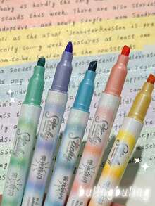6pcs/Pack. Glitter Fluorescent Pens, Bright Colors, Large Capacity, Suitable For Highlighting, Note Marking, Planner Decoration, Doodling, Daily Study, Office Work, Handmade DIY Creation. Student Stationery. - Flash Highlighter - View 6