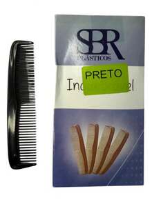 Pente Masculino Preto Kit 24un De Bolso Inquebrável - Preto - Visão 2