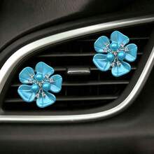 2 buah Klip Dekorasi Ventilasi AC Mobil Berbentuk Bunga Mutiara dan Berlian Imitasi, Dekorasi Ventilasi AC Mobil, Ornamen Bunga Segar Interior Mobil - A - View 7