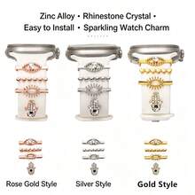 4pcs Zinc Alloy Watch Band Decorative Rings, Evil Eye/Fatima's Hand Decorative Rings, Metal Watch Band Pendant, Suitable For Smartwatch Silicone Band (Band Not Included) - Mouldless - View 2