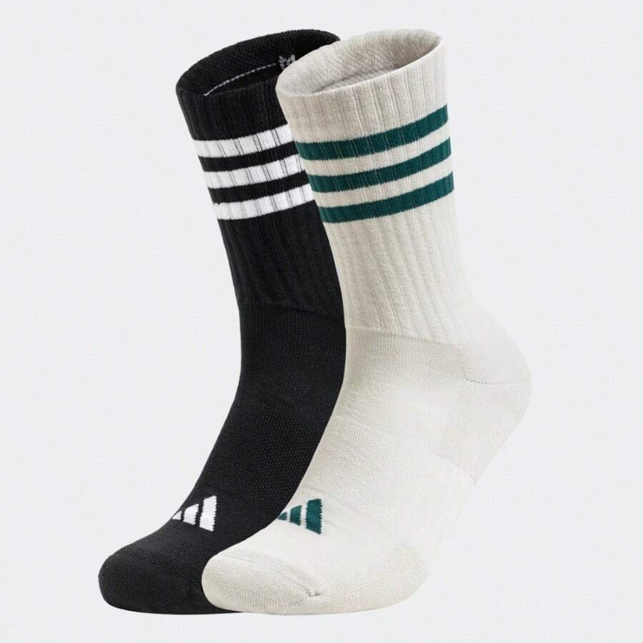 2 Pairs Adidas Unisex Solid Color Breathable Comfortable Mid-Calf Socks, Sportswear Light Ankle Socks, Antibacterial Odor-Resistant Athletic Socks - Crew Socks - View 1