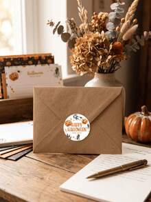 Stiker Halloween dengan Nama Kustom (Hanya Stiker) - Label Hadiah Bulat Hantu, Dekorasi Tas Hadiah Anak yang Dipersonalisasi, Label Hadiah Pesta Halloween - MultiWarna - View 4