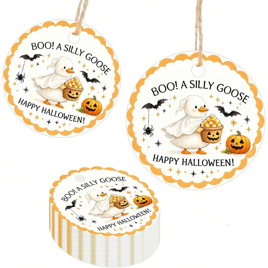 Halloween Thank You Tags Thank You For Coming Tag Cute Floral Spooky Ghost Gift Tags For Birthday Baby Shower Party Favors Gifts Wrapping - Halloween Silly Goose - View 1
