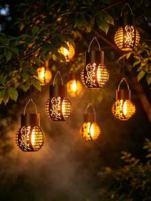 4件/1件 戶外 6LED/12LED 懸掛式火焰球太陽能燈,防水花園裝飾火焰燈,適用於院子、草坪、花園、窗戶、圍欄、車庫、後院裝飾懸掛照明 - 彩色 - 查看 3