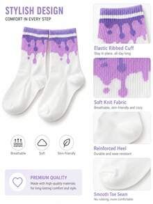 1 pasang Wanita Blok Warna Kaus Kaki Kasual Untuk Kehidupan Sehari-hari - MultiWarna - View 2