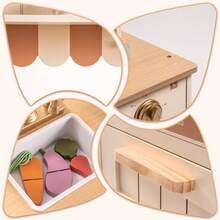 Robud Large Wooden Play Kitchen For Toddlers 3+ - Realistic Cooking Set With Vintage Design, Interactive Sink, Oven, Burners And Storage - Baby Pink - View 6
