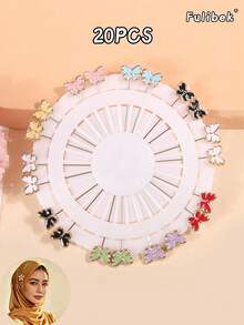1 Pack 20pcs New Vintage Resin Middle Eastern Brooch Scarf Pins, Suitable For Daily Use, Random Color Shipping - Multicolor - View 4