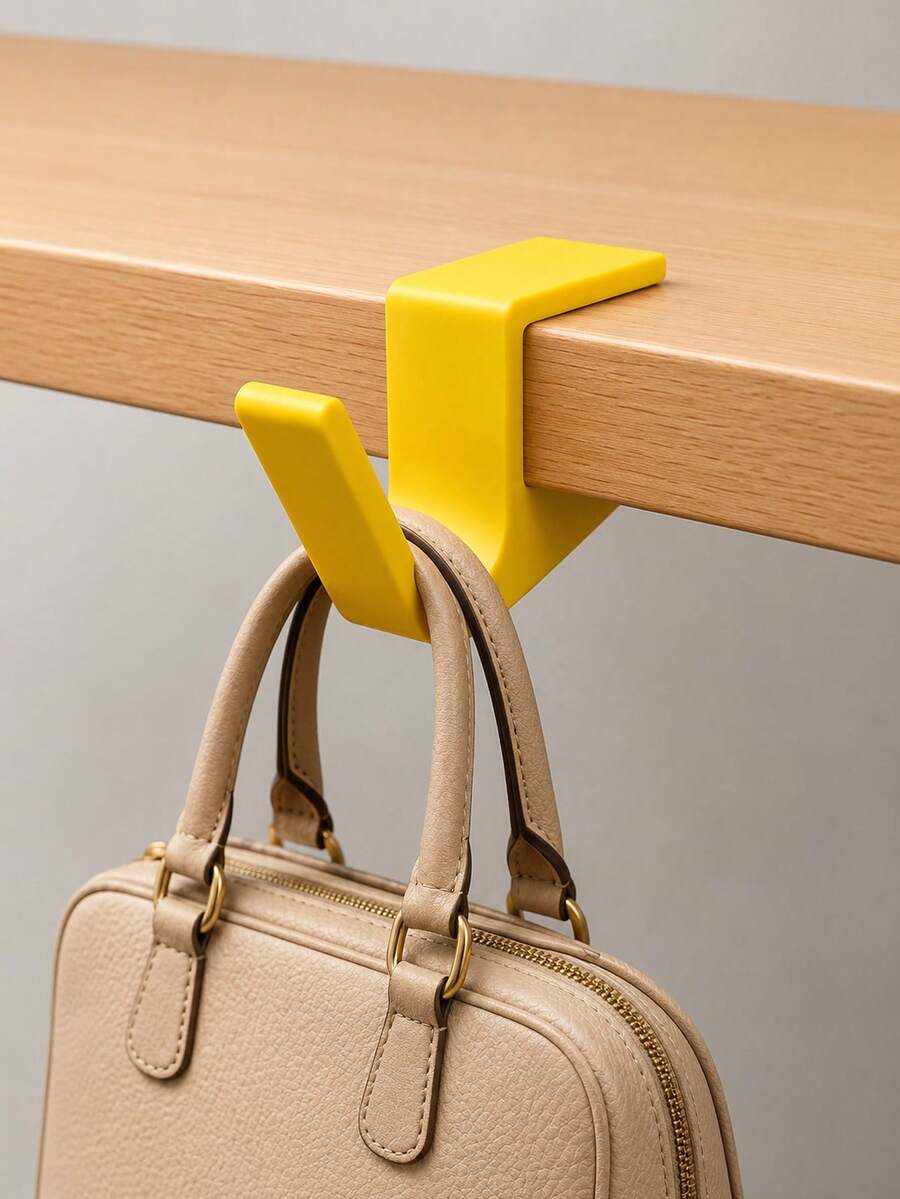 Desk Edge Hook, No-Drill Bag Hook, Portable Backpack Hanging Rack, Office Workspace Storage Organizer - Multicolor - View 1