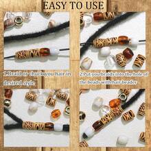 61pcs (60 Beads + 1 Hair Puller) Vintage Gold Pattern Hair Beads Set, Suitable For Braiding, Partial Styling Jewelry, Hair Decoration, Multi-Shape Partial Hair Beads, Unisex Hair Accessories - Multicolor - View 8