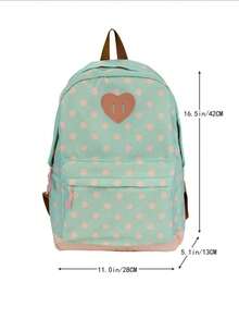 Mochila de gran capacidad conúltiples bolsillos y estampado de lunares, estilo minimalista, adecuada para viajes, salidas, compras, vacaciones, puede contener portátil, libros de texto, ropa - Naranja - Ver 9