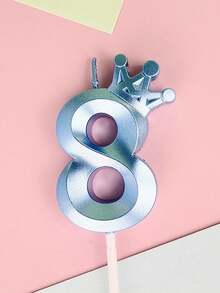 1件創意彩色皇冠數字生日蠟燭，彩色派對裝飾蠟燭 - 查看 58