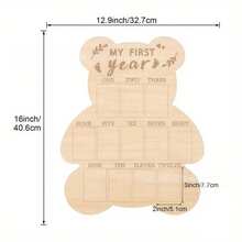 12 Monthly Picture Frame,One Year Birthday Wooden Photo Board, My First Year Milestone Photo Board Baby First Year Wood Sign (Bear) - Bear-shaped - View 2