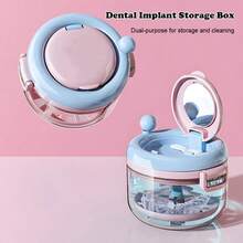 Dental Denture Cleaning Box, Orthodontic Retainer Storage Case, Cleaning Soaking Cup With Drainage Slot, Storage Container For Soaking Items, Suitable For Travel Cleaning, Equipped With Mirror And Brush - A - View 13