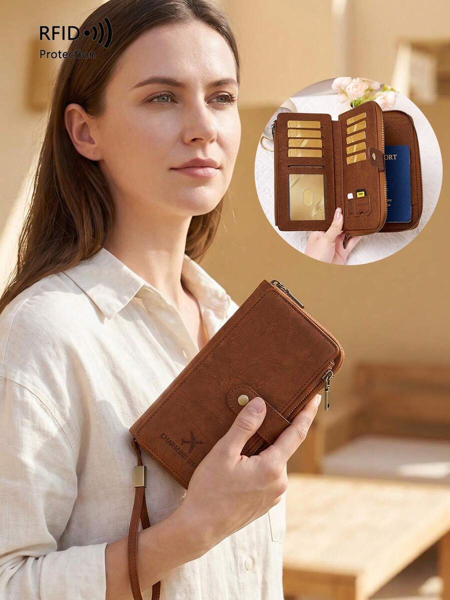 Best-Selling New RFID Blocking Passport Wallet With Double Zipper, Long Design, Large Capacity Travel Document Organizer