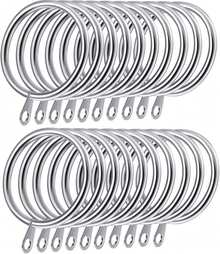 Heavy Duty Metal Curtain Rings With Eyelets 30mm 38mm Inner Diameter Rustproof Hanging Hooks For Window Shower Rods Smooth Gliding 6-48PCS - Silver - View 8