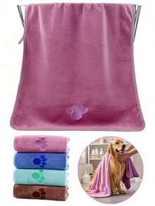 1pc Super Soft Absorbent Pet Towel - Grey, Blue, Pink, Suitable For Cats And Dogs, Providing A Gentle And Stylish Cleaning Solution For Your Furry Pets - Multicolor - View 7