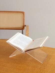 Haus Hana X-Shaped Clear Acrylic Book Stand – Display Rack For Books, Cookbooks & Music Albums - Transparent - View 1