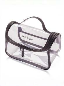 Tas Kosmetik Tahan Air Kapasitas Besar dengan Resleting dan Pegangan - Tas Perlengkapan Mandi Perjalanan PVC Transparan, Tas Penyimpanan, Tas Kosmetik Mini, Perlengkapan Perjalanan Penting - MultiWarna - View 13