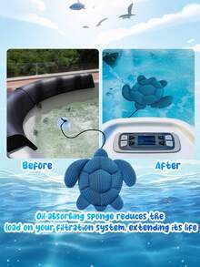 1pc Hot Tub Dirt Absorber Bag, Hot Spring And Swimming Pool Dirt Removal Ball, Dirt Sponge, Oil Absorbing Sponge For Hot Tub Filter, Hot Tub Cleaning Filter Sponge, Swimming Pool Hot Spring Oil Absorbing Sponge, Hot Tub Accessories, Perfect For Summer Pool Themed Party - Sea Turtle - View 5