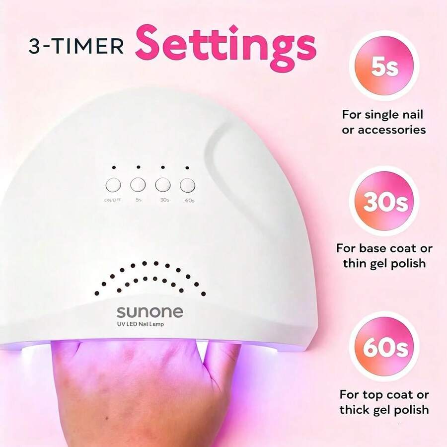 LUYAO SUNone LED Nail Lamp, Gel Nail Polish UV Drying Light, 3-Level Timer, White