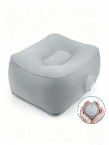 Portable Inflatable Footrest, Flocked Travel Foot Pillow, Airplane And High-Speed Train Foot Support, Office Foot Pad, Adjustable Long-Distance Travel Footrest, Suitable For Home, Office And Business Trips, Skin-Friendly Flocked Material - Grey - View 13