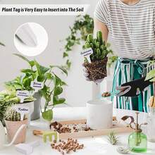 100pcs T-Shaped Plant Labels, 4 Inch Potted Plant Name Tags, Plastic Material, With Marker Pen, Seedling Seed Marker, Suitable For Indoor/Outdoor Garden, Patio, Flowers And Vegetables, White - A - View 6