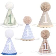 1/2 Birthday Party Hat, Half Birthday Cone Hat With Pom Pom, Half Birthday Crown Photo Prop For Party Decorations - Multicolor - View 1