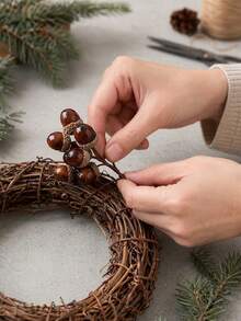 1 Set Artificial Acorn Set (With Cap) - DIY Mini Acorn Decorations; Realistic Acorns Suitable For Christmas Tree, Fireplace Mantel, Tabletop Centerpiece, Wreath, Garland, Vase Filler And Home Decor - Multicolor - View 5