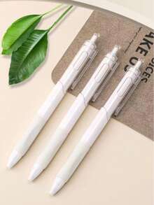 5 Buah Pulpen Gel Minimalis Putih yang Dapat Ditarik, Ujung ST, Tinta Cepat Kering 0.5mm, Anti Luntur, Alat Tulis Sekolah, Siswa, Ujian, dan Ballpoint - Bulat - View 7