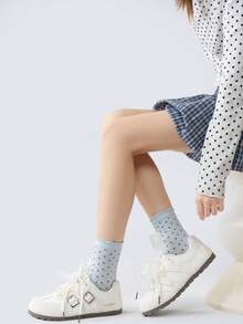 1/10 Pairs Multi-Color All-Season Moisture-Wicking Soft Skin-Friendly Breathable Odor-Resistant Ballet Lace Mid-Calf Socks - Multicolor - View 1