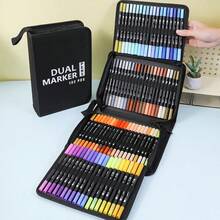 12/24/36/48pcs Dual Tip Colorful Marker Art Pen Set (Diagonal Box, Gift Box Packaging), Suitable For Adult Coloring Books, Christmas Card Drawing, Note-Taking, Carving, Calligraphy, Journaling, Back To School - Multicolor - View 4