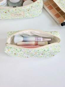 Bolsa de Maquiagem Portátil Feminina Vintage Floral, Bolsa de Armazenamento Multifuncional Leve Dobrável Acolchoada, Bolsa de Cosméticos de Viagem Conveniente, Adequada para Quarto, Penteadeira, Mesa de Maquiagem, Escritório, Uso em Festas, Pequeno Presente Fofo Surpresa - Multicolorido - Visão 12