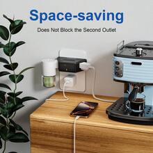 Black 3 Prong Grounded Outlet Extender Angled Wall Plug Splitter 3 Sockets, Cruise Ship Travel Essentials Multi Power Expander For Bathroom Kitchen Countertop - US B Type Plug(110-127V) - View 4