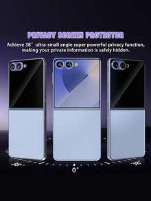 2片裝 9H 隱私鋼化玻璃螢幕保護貼，相容 Galaxy Z Flip 7/Flip 6/Flip 5/Z Flip 8，雙層防碎隱私鋼化玻璃，易安裝、緊密貼合，側邊隱私保護，正面超清晰，日常隱私保護必備，相容手機殼 - 黑色 - 查看 4